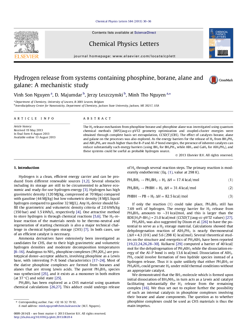 Hydrogen release from systems containing phosphine, borane, alane and galane: A mechanistic study