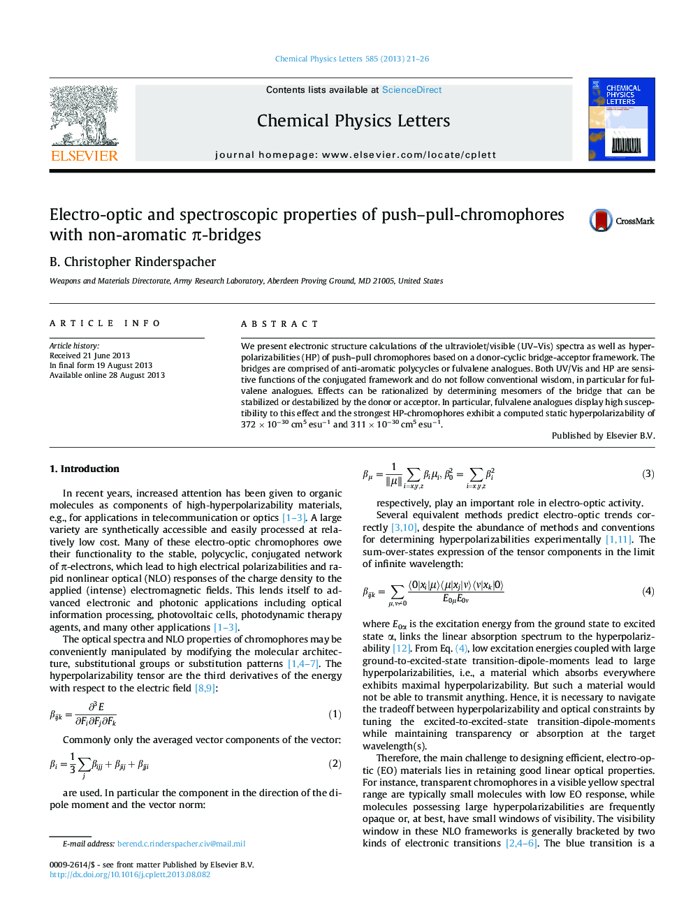 Electro-optic and spectroscopic properties of push-pull-chromophores with non-aromatic Ï-bridges