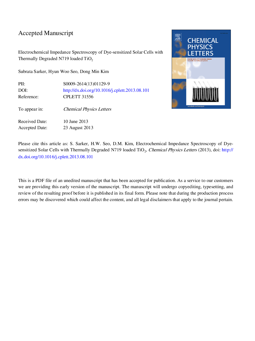 Electrochemical impedance spectroscopy of dye-sensitized solar cells with thermally degraded N719 loaded TiO2