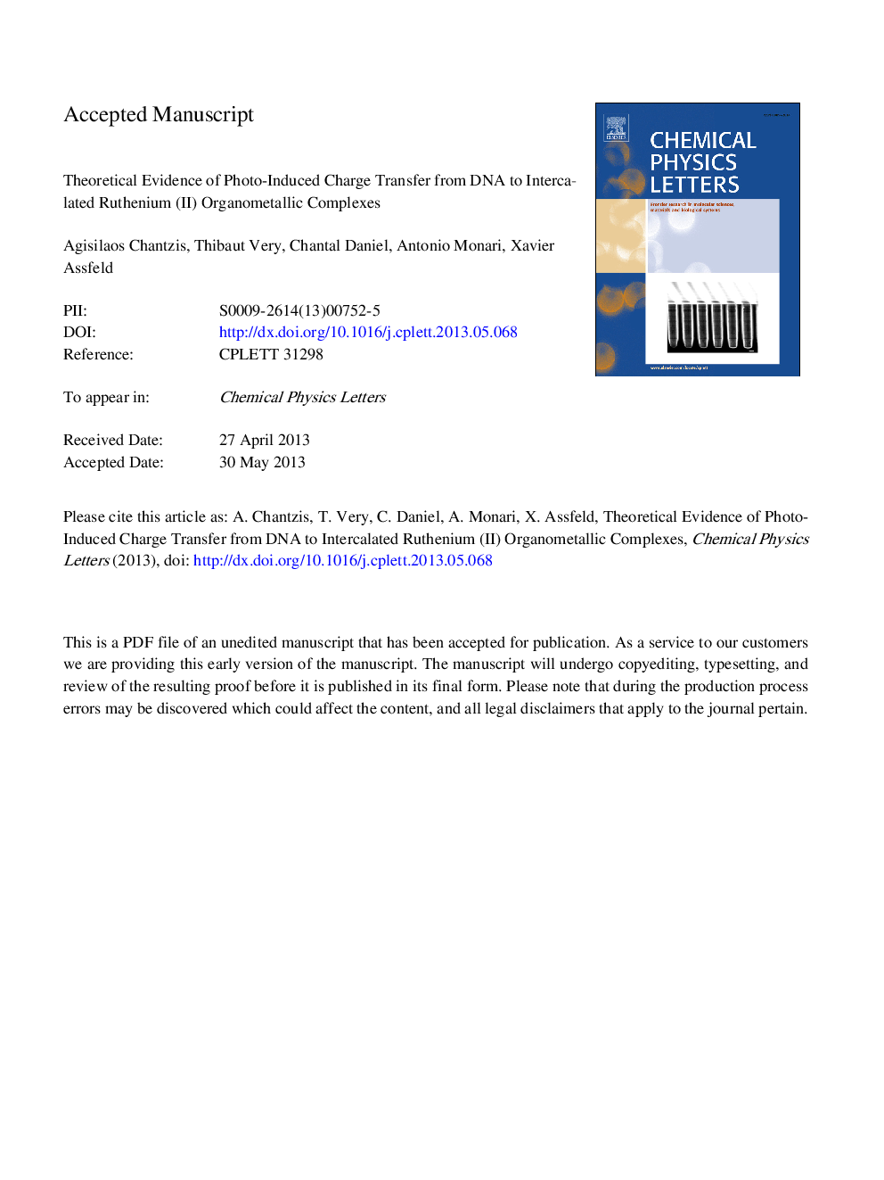Theoretical evidence of photo-induced charge transfer from DNA to intercalated ruthenium (II) organometallic complexes