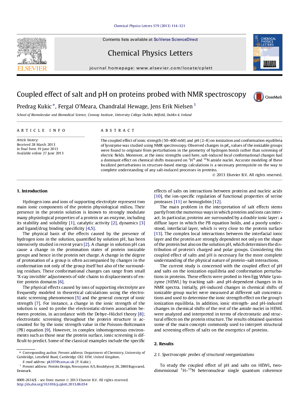 Coupled effect of salt and pH on proteins probed with NMR spectroscopy