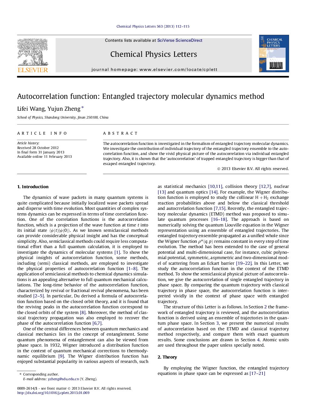 Autocorrelation function: Entangled trajectory molecular dynamics method