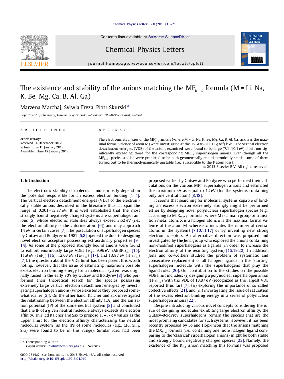 The existence and stability of the anions matching the MFk+2- formula (MÂ =Â Li, Na, K, Be, Mg, Ca, B, Al, Ga)