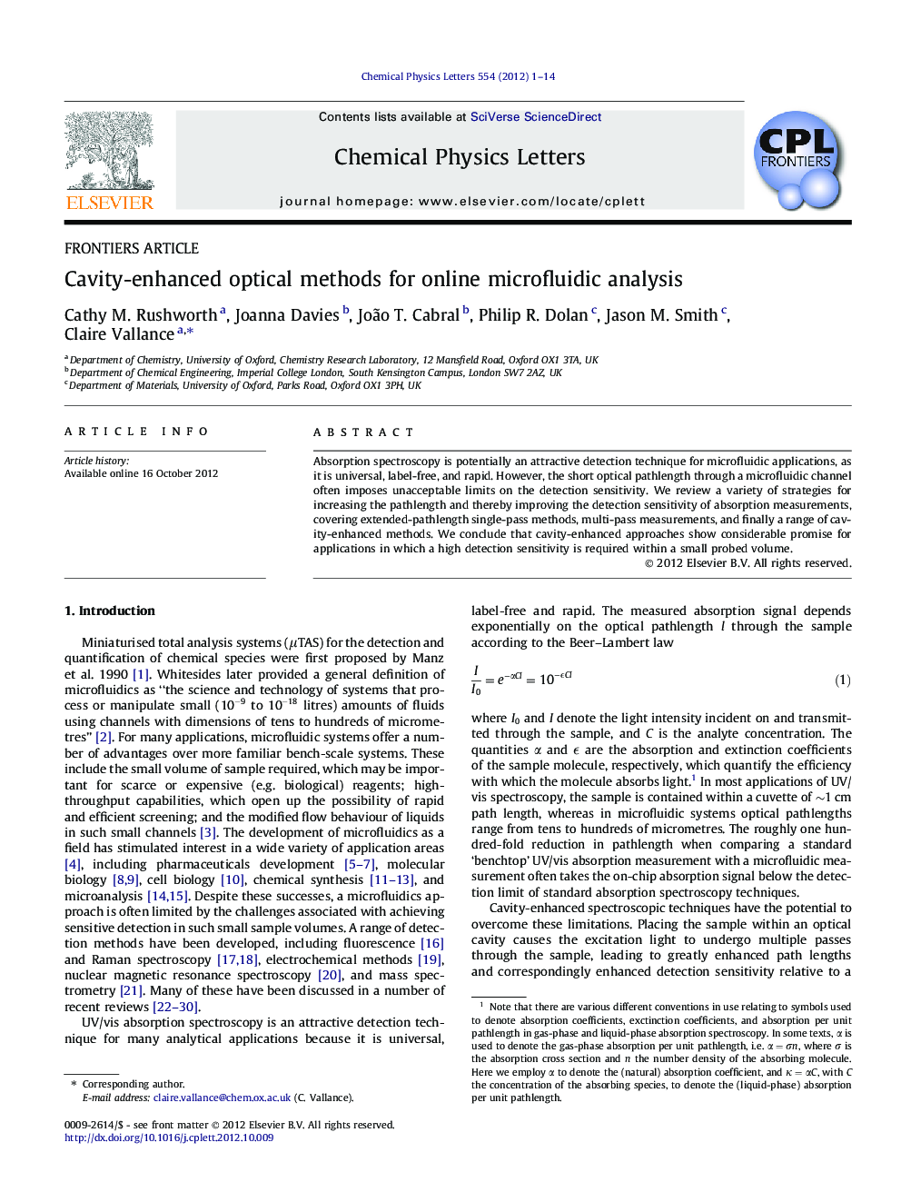 Cavity-enhanced optical methods for online microfluidic analysis