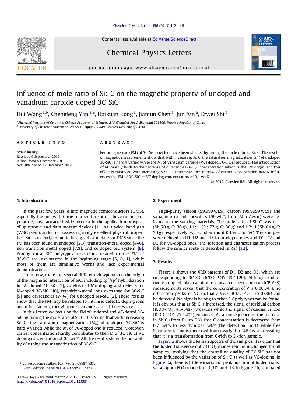 Influence of mole ratio of Si: C on the magnetic property of undoped and vanadium carbide doped 3C-SiC