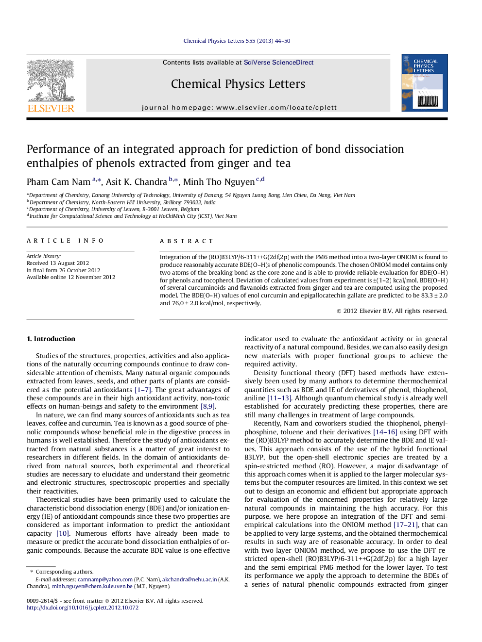 Performance of an integrated approach for prediction of bond dissociation enthalpies of phenols extracted from ginger and tea