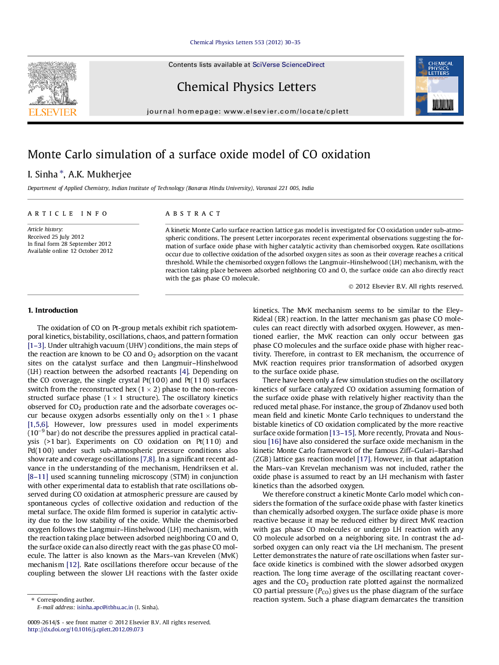 Monte Carlo simulation of a surface oxide model of CO oxidation