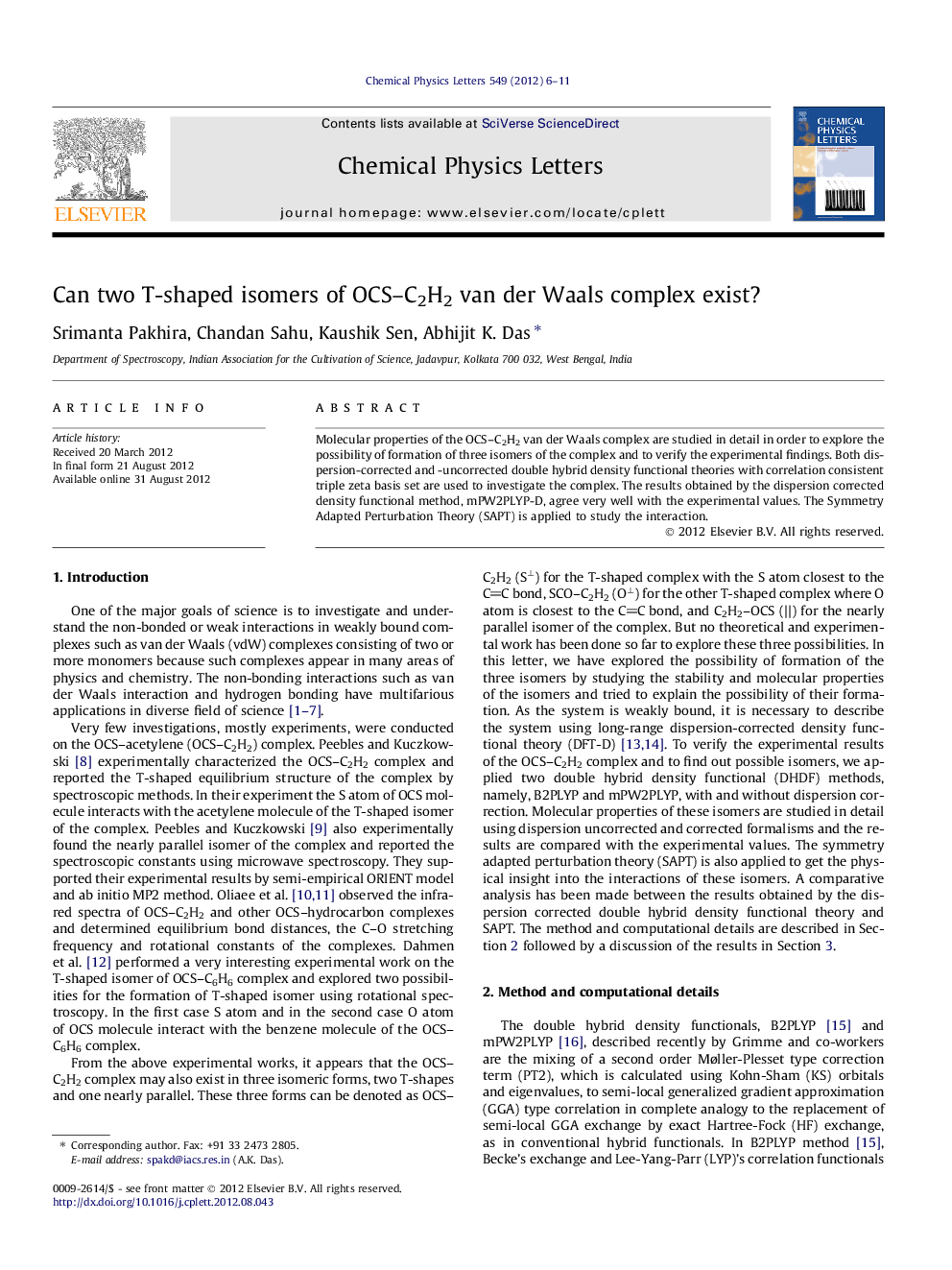 Can two T-shaped isomers of OCS-C2H2 van der Waals complex exist?