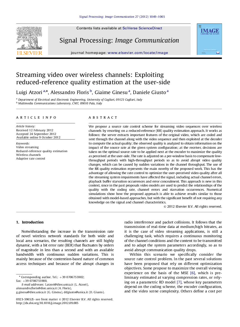 Streaming video over wireless channels: Exploiting reduced-reference quality estimation at the user-side