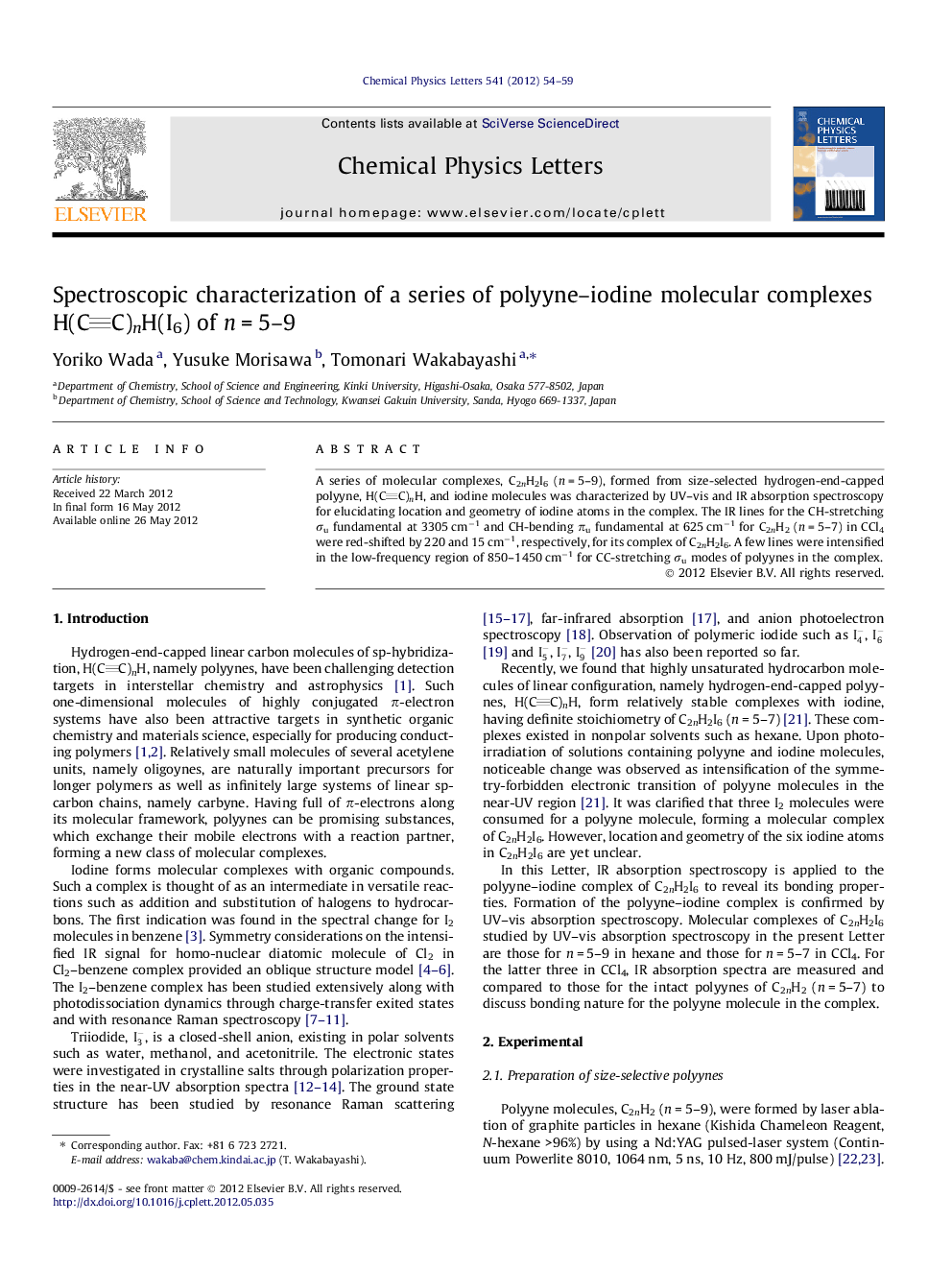 Spectroscopic characterization of a series of polyyne-iodine molecular complexes H(CC)nH(I6) of nÂ =Â 5-9
