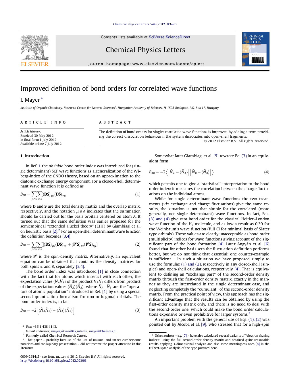 Improved definition of bond orders for correlated wave functions