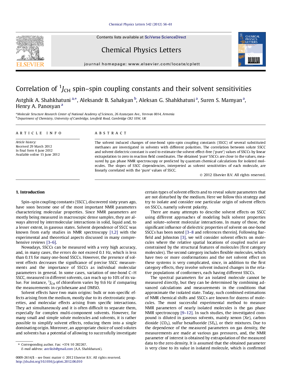 Correlation of 1JCH spin-spin coupling constants and their solvent sensitivities