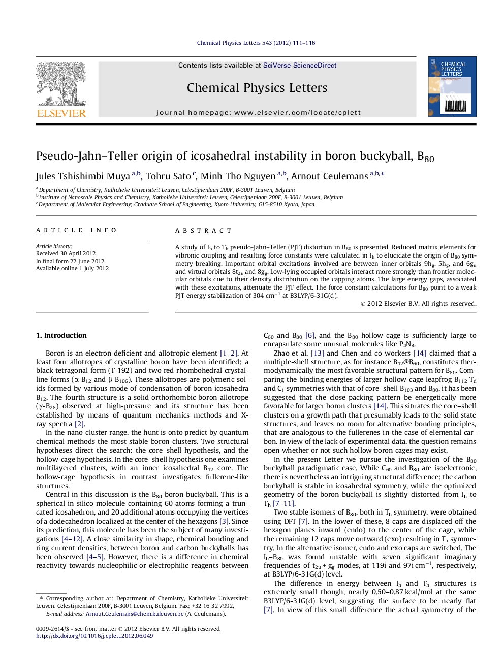 Pseudo-Jahn-Teller origin of icosahedral instability in boron buckyball, B80