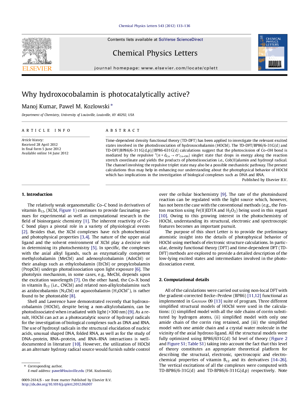Why hydroxocobalamin is photocatalytically active?