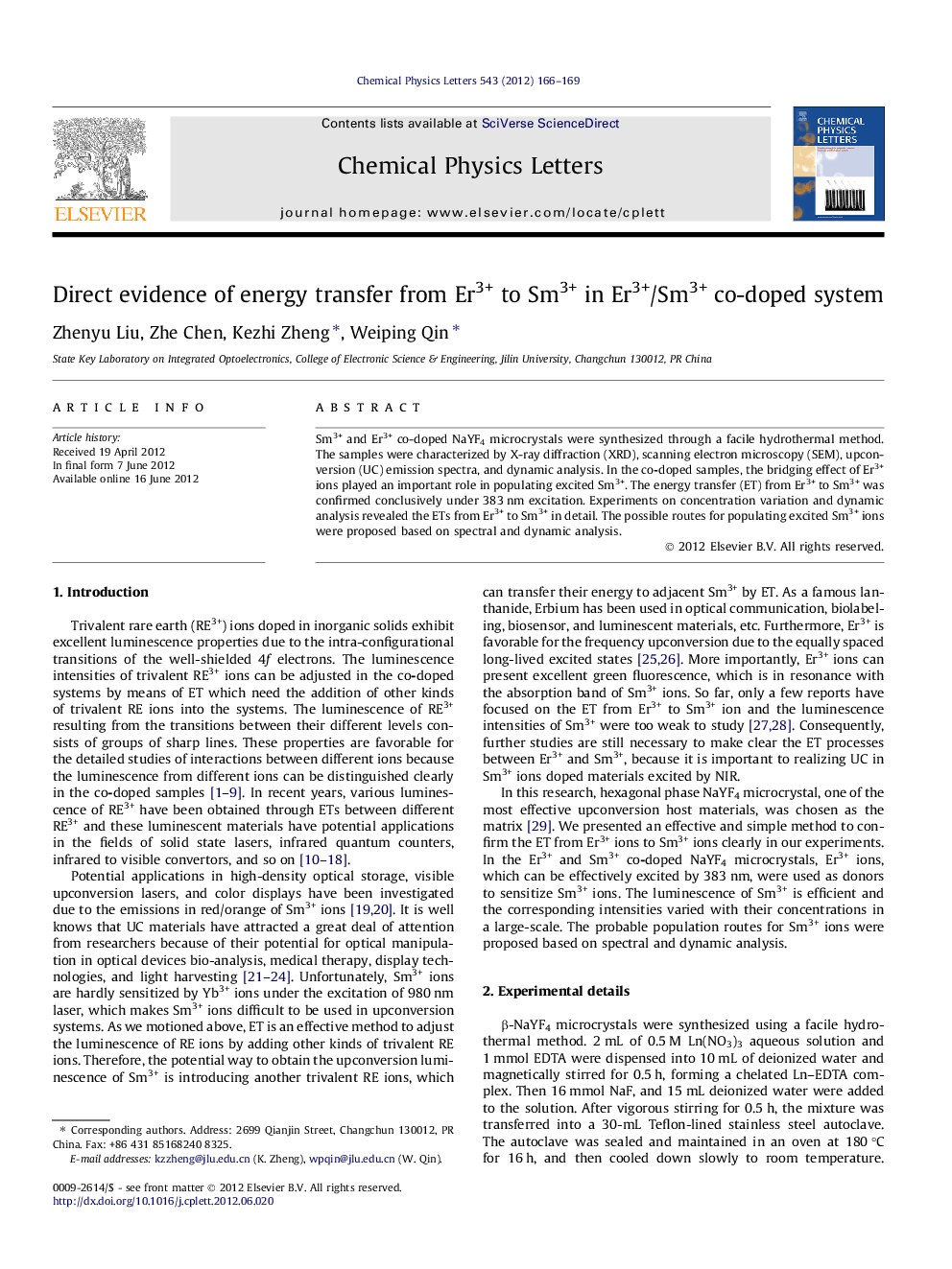 Direct evidence of energy transfer from Er3+ to Sm3+ in Er3+/Sm3+ co-doped system