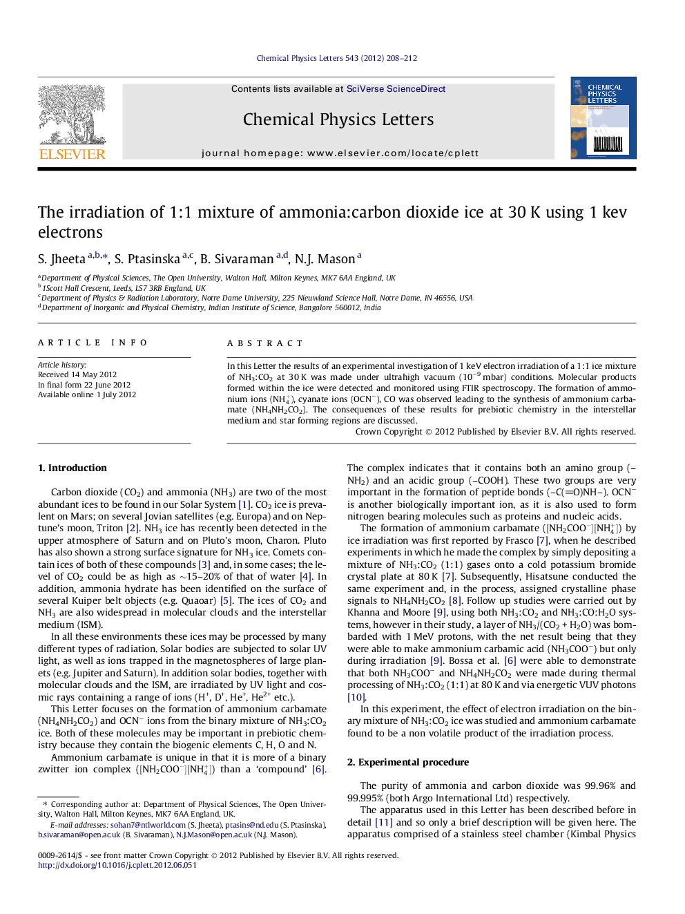 The irradiation of 1:1 mixture of ammonia:carbon dioxide ice at 30Â K using 1Â kev electrons