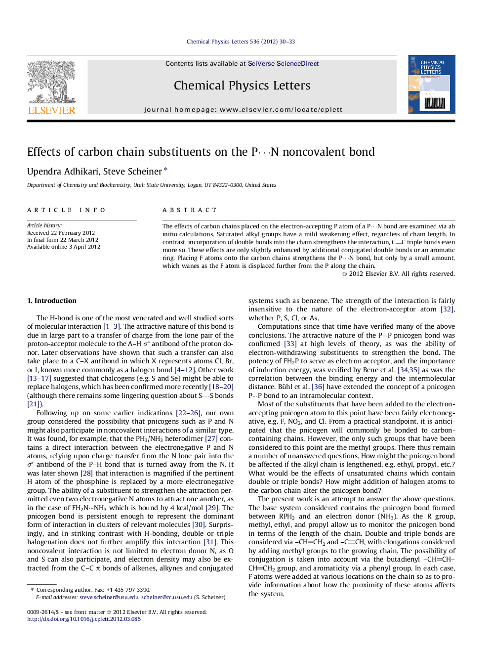 Effects of carbon chain substituents on the Pâ¯N noncovalent bond