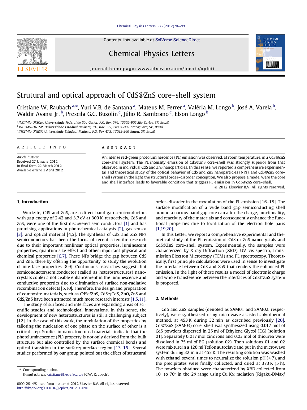 Strutural and optical approach of CdS@ZnS core-shell system