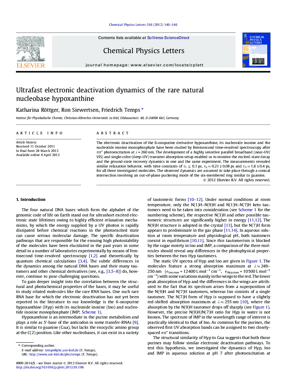 Ultrafast electronic deactivation dynamics of the rare natural nucleobase hypoxanthine