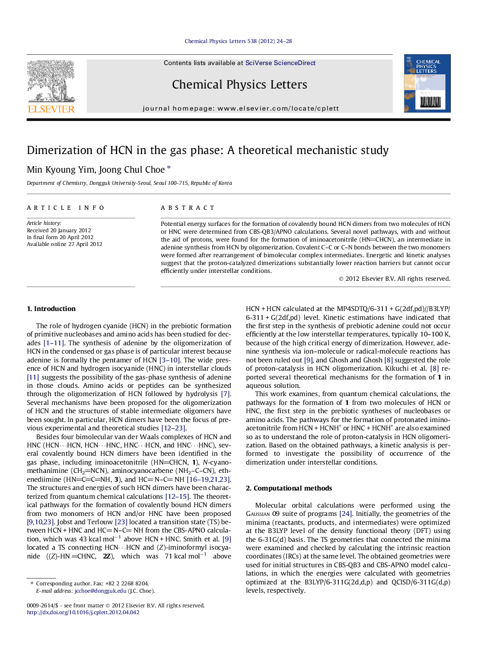 Dimerization of HCN in the gas phase: A theoretical mechanistic study