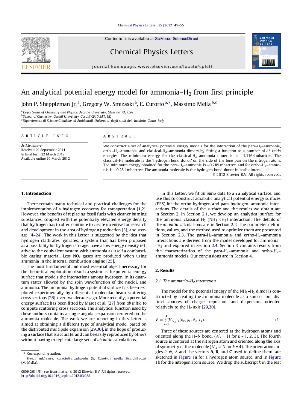 An analytical potential energy model for ammonia-H2 from first principle