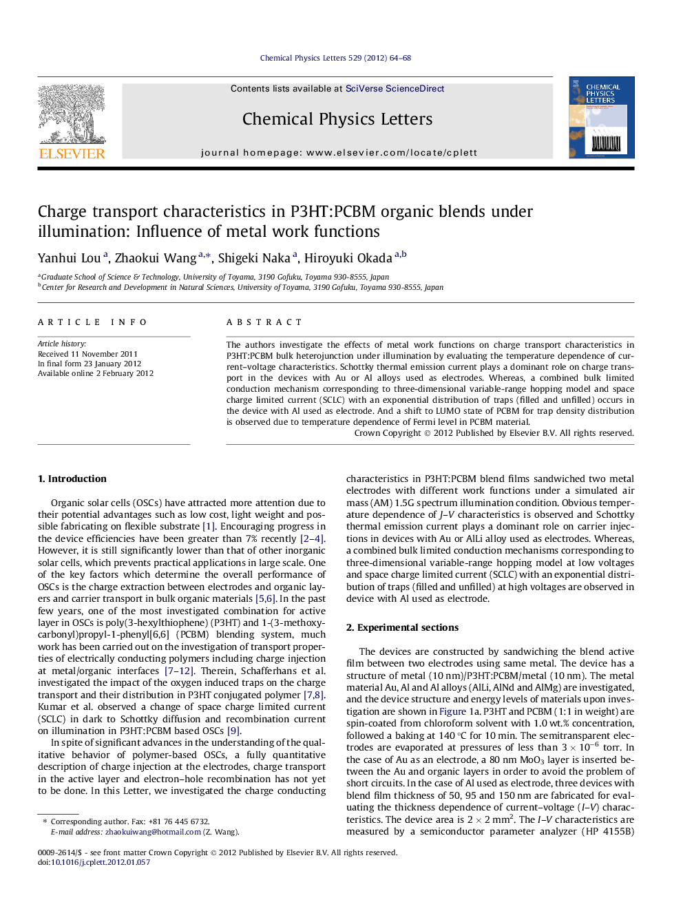 Charge transport characteristics in P3HT:PCBM organic blends under illumination: Influence of metal work functions
