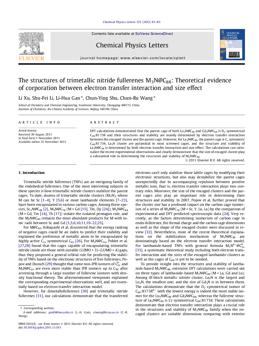 The structures of trimetallic nitride fullerenes M3N@C88: Theoretical evidence of corporation between electron transfer interaction and size effect