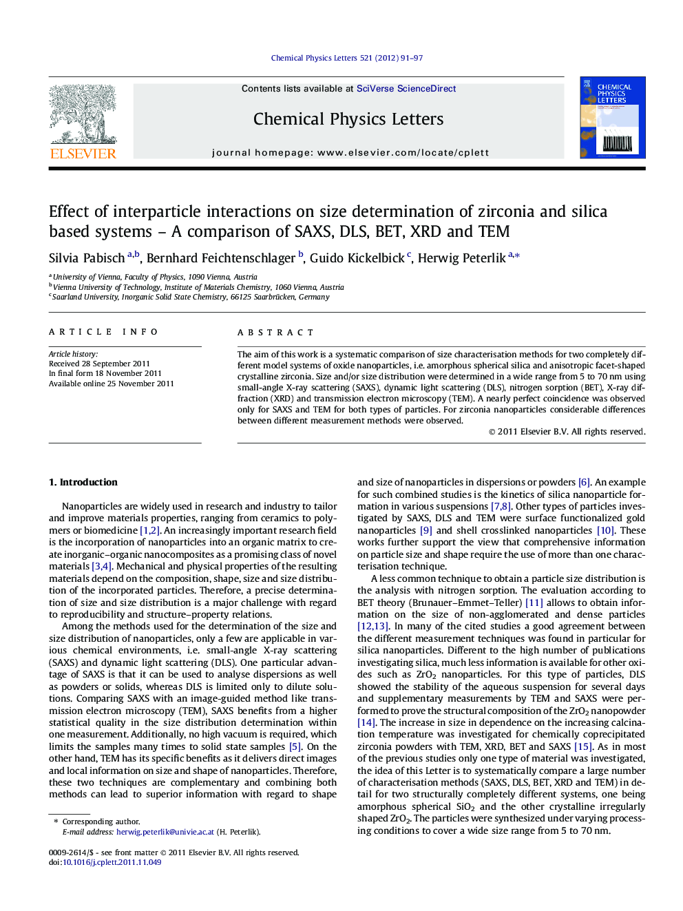 Effect of interparticle interactions on size determination of zirconia and silica based systems - A comparison of SAXS, DLS, BET, XRD and TEM