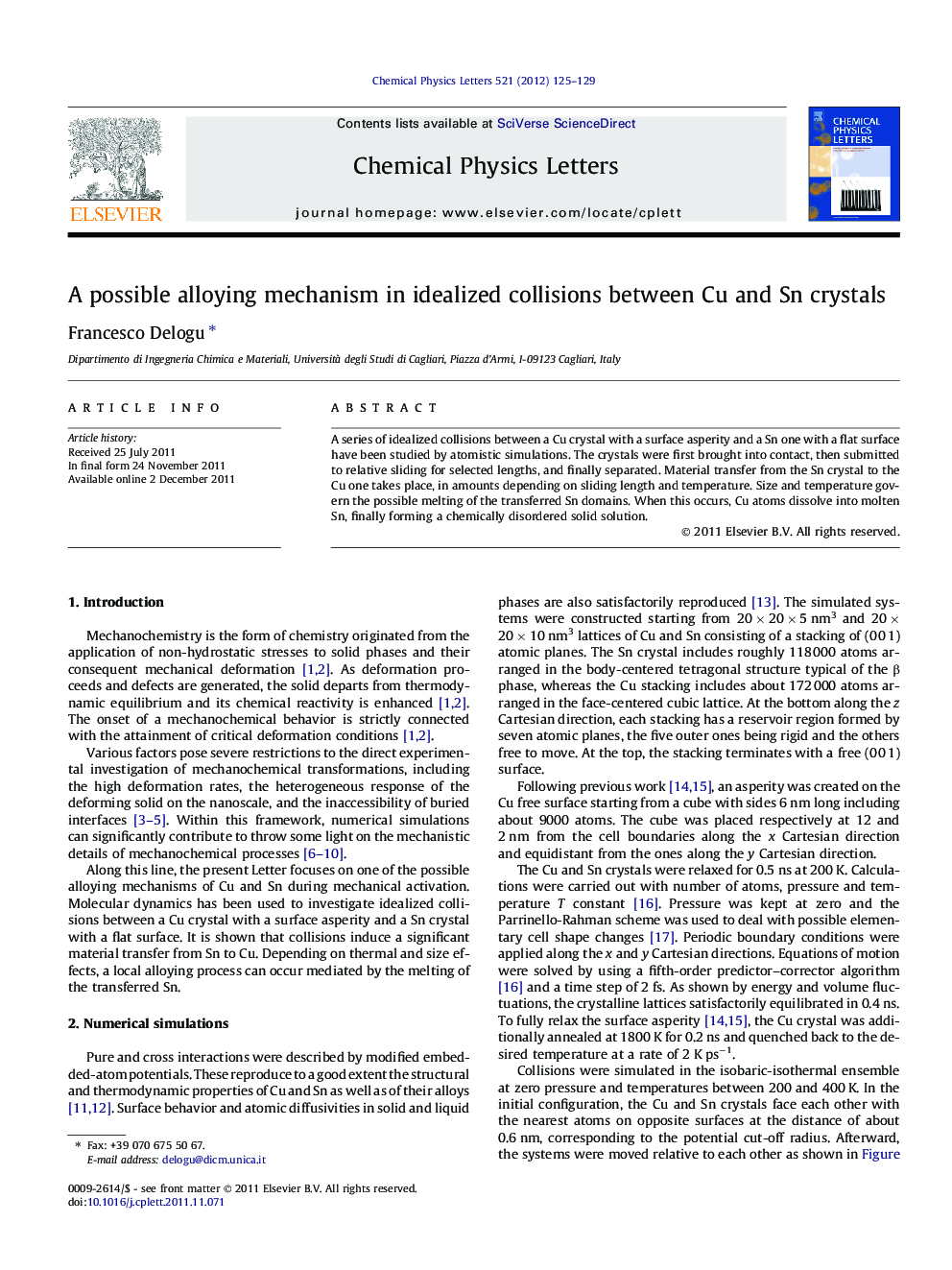 A possible alloying mechanism in idealized collisions between Cu and Sn crystals