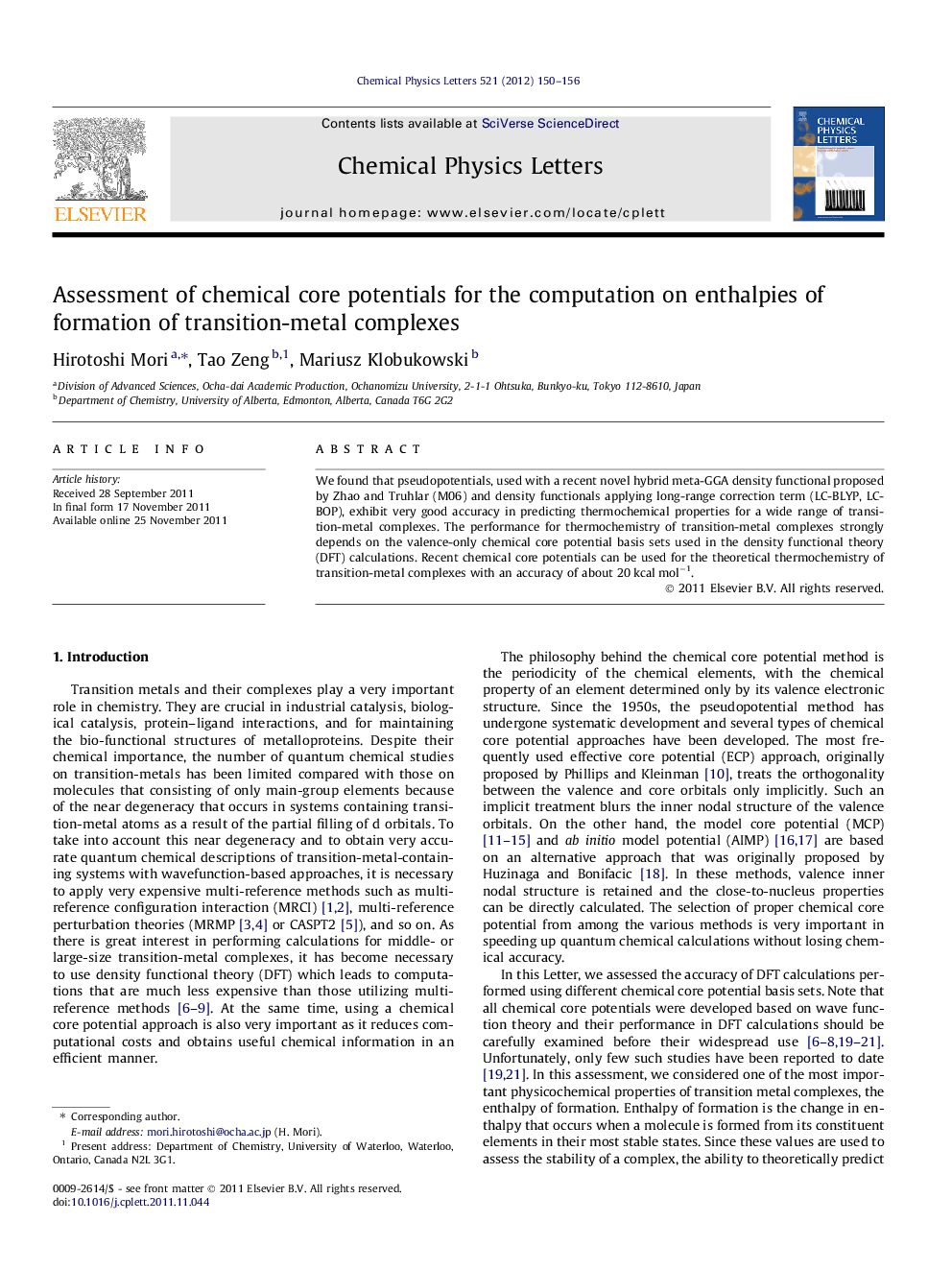 Assessment of chemical core potentials for the computation on enthalpies of formation of transition-metal complexes