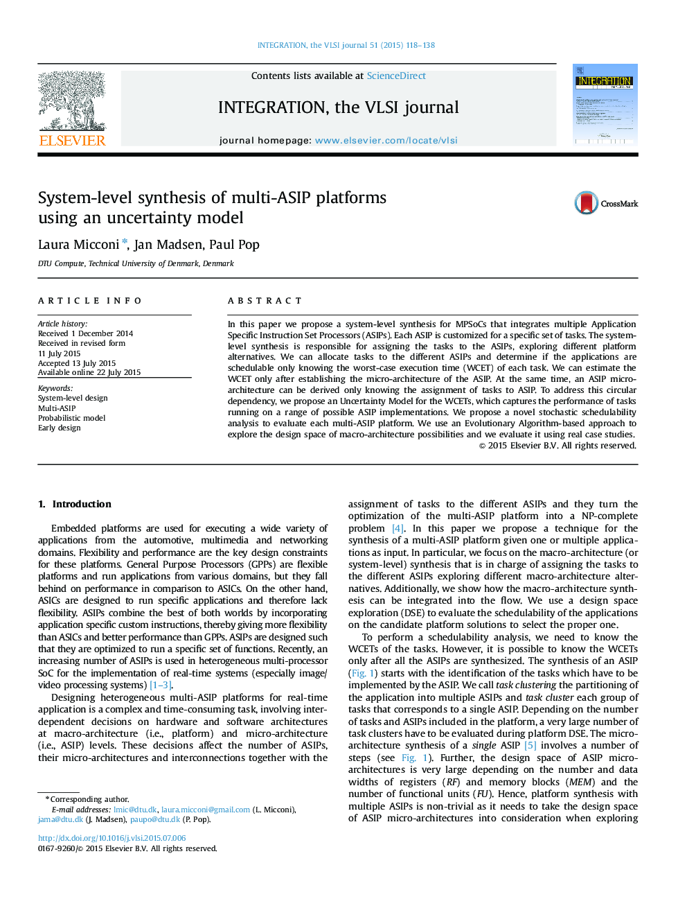 System-level synthesis of multi-ASIP platforms using an uncertainty model