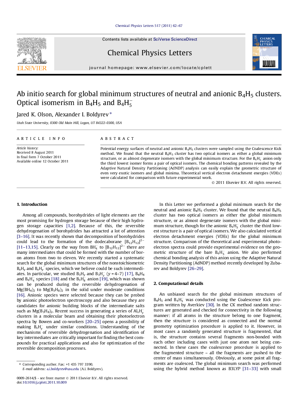 Ab initio search for global minimum structures of neutral and anionic B4H5 clusters. Optical isomerism in B4H5 and B4H5-
