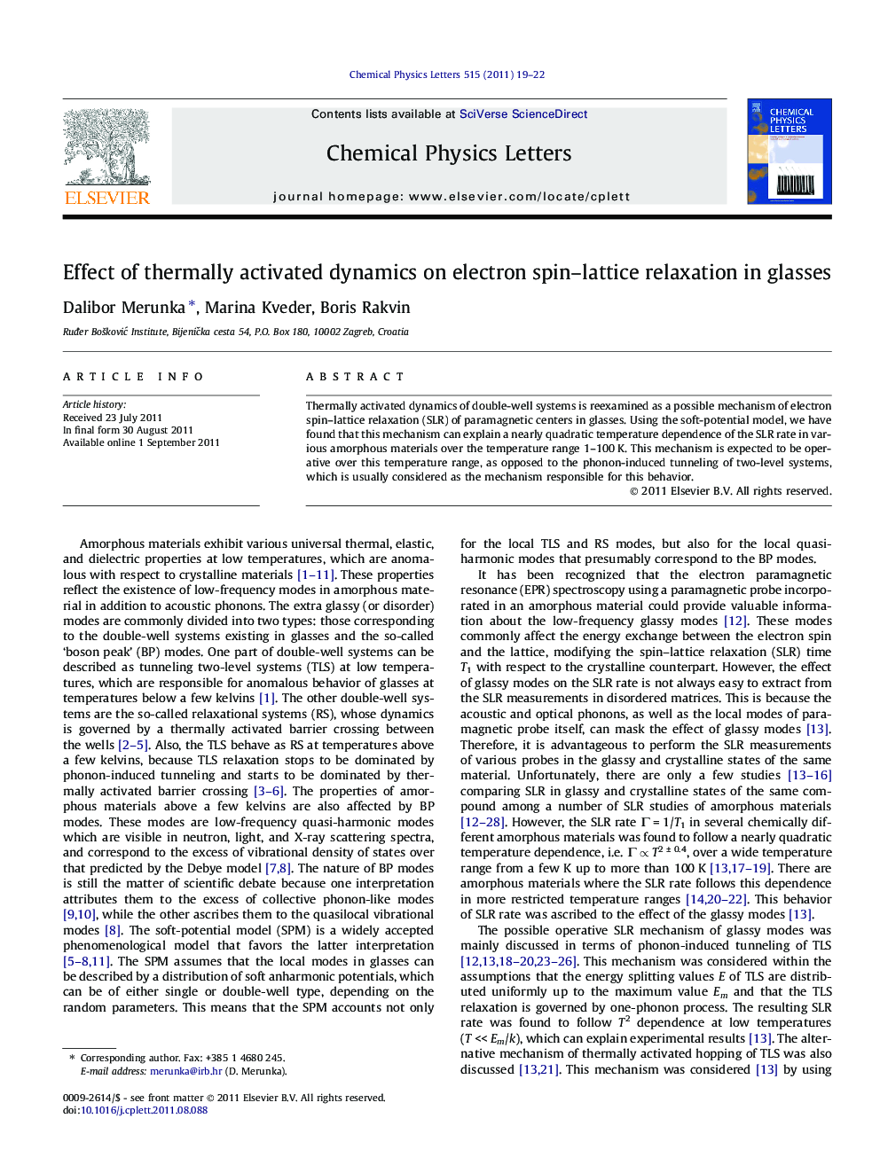 Effect of thermally activated dynamics on electron spin-lattice relaxation in glasses