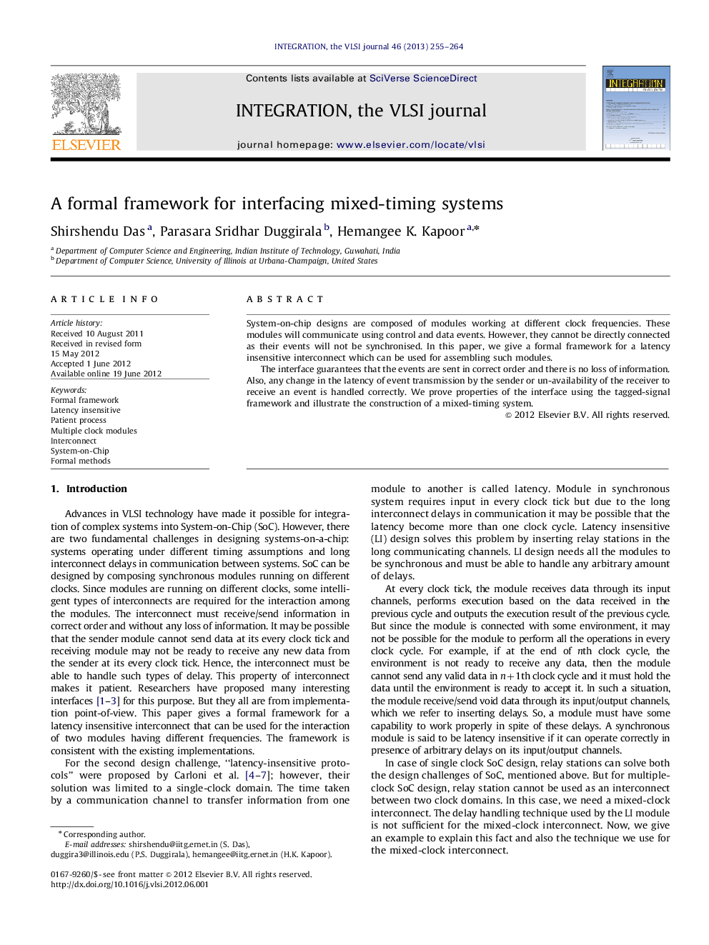 A formal framework for interfacing mixed-timing systems