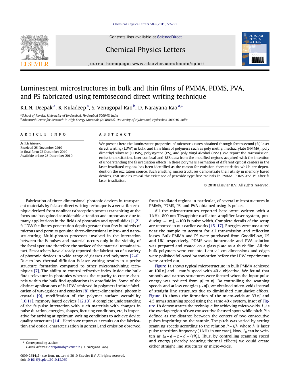 Luminescent microstructures in bulk and thin films of PMMA, PDMS, PVA, and PS fabricated using femtosecond direct writing technique
