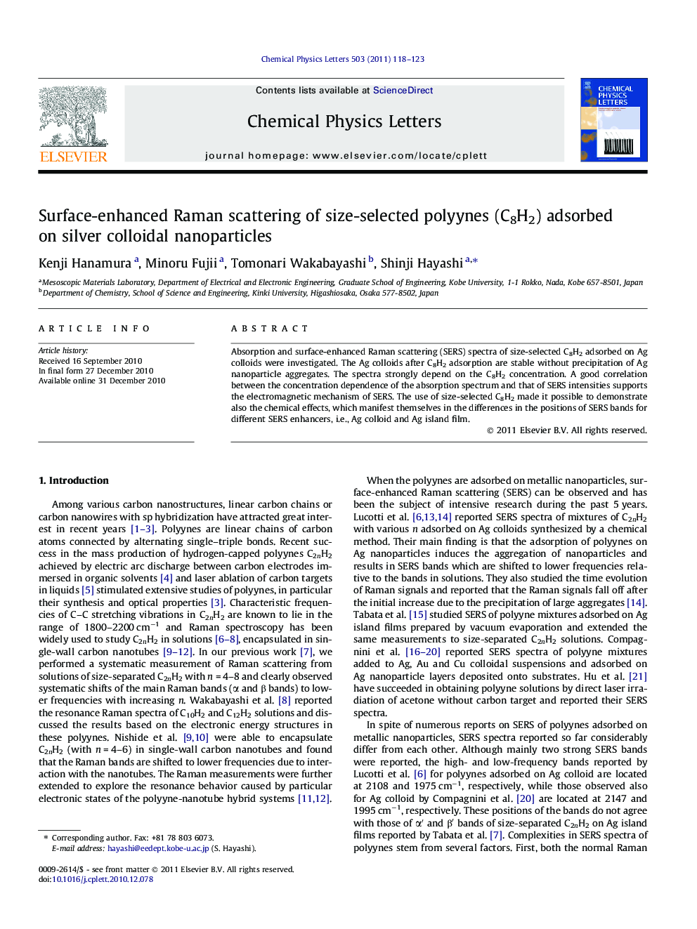 Surface-enhanced Raman scattering of size-selected polyynes (C8H2) adsorbed on silver colloidal nanoparticles