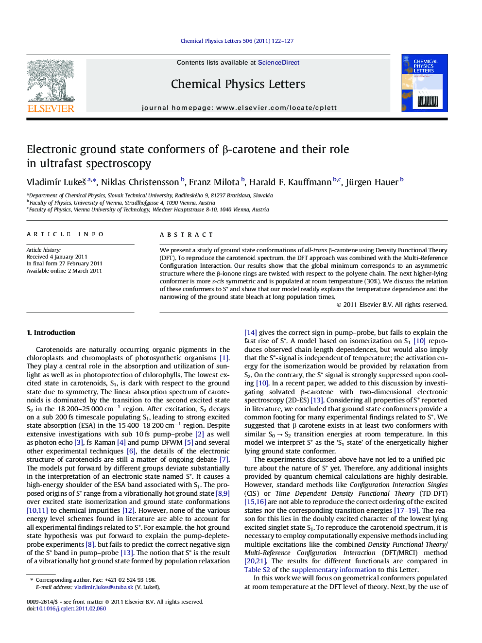 Electronic ground state conformers of Î²-carotene and their role in ultrafast spectroscopy