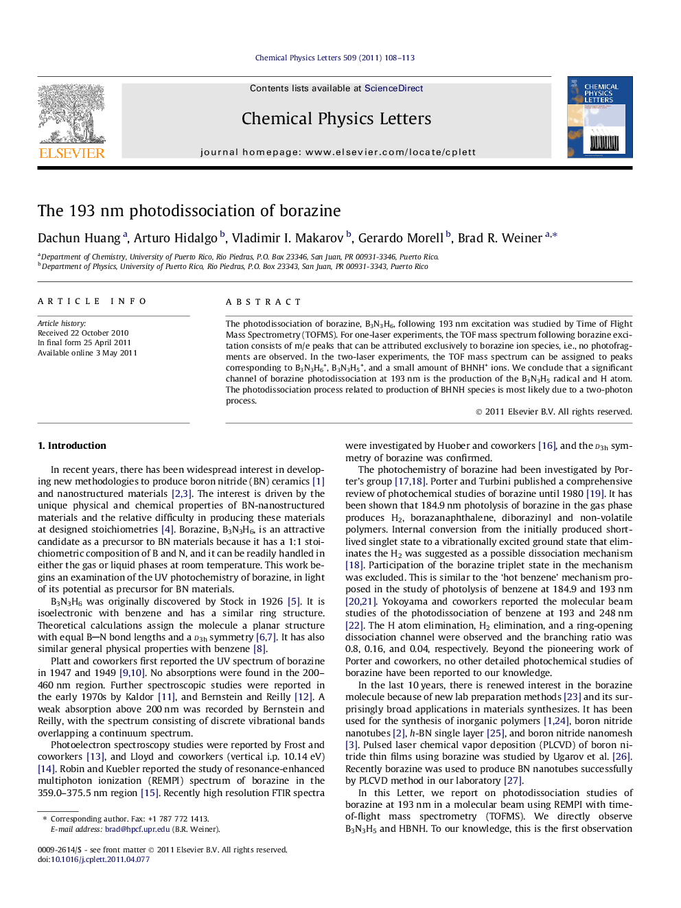 The 193 nm photodissociation of borazine