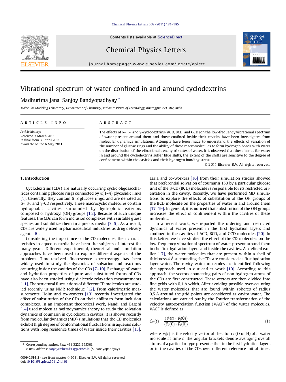 Vibrational spectrum of water confined in and around cyclodextrins