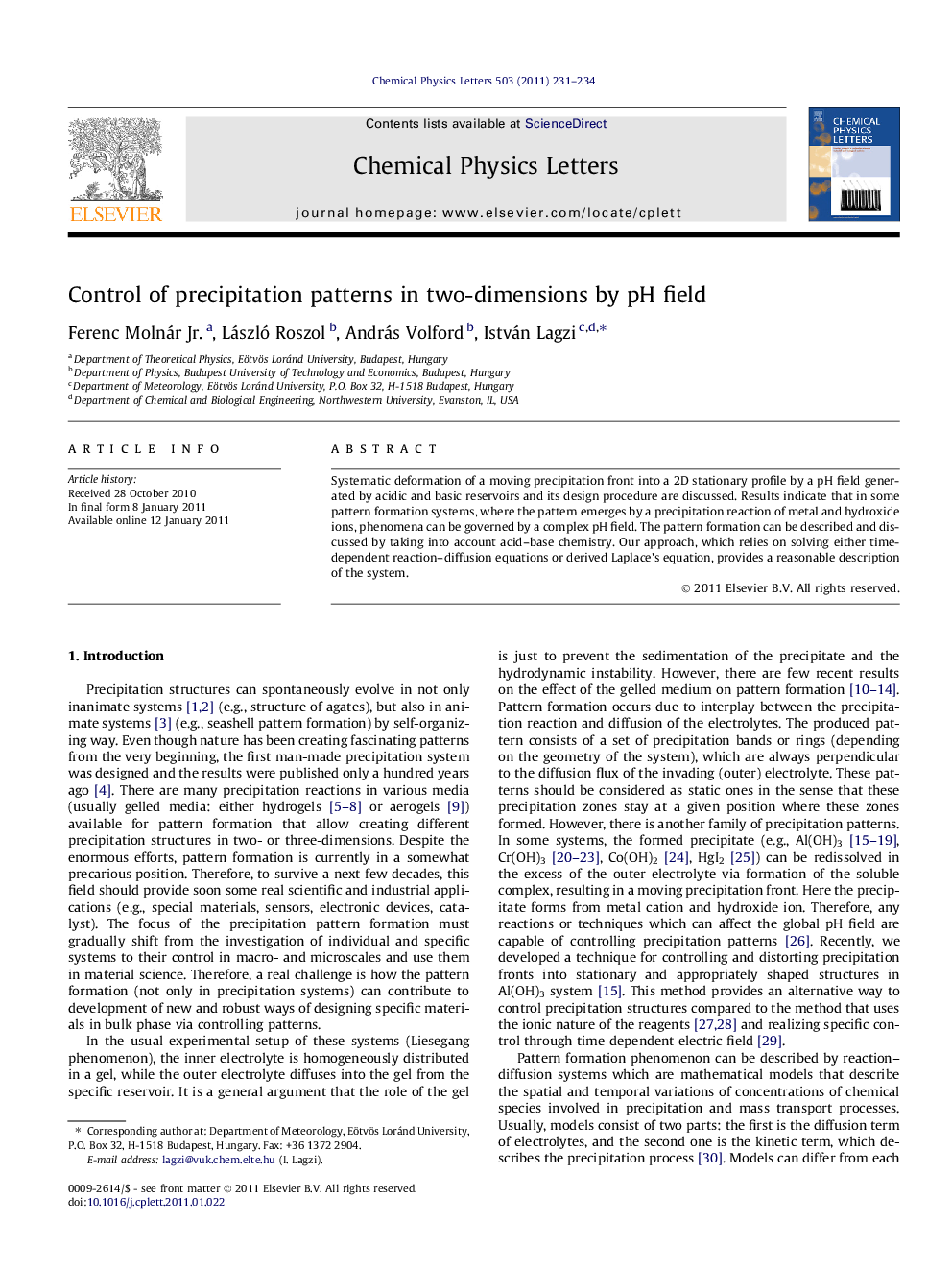 Control of precipitation patterns in two-dimensions by pH field