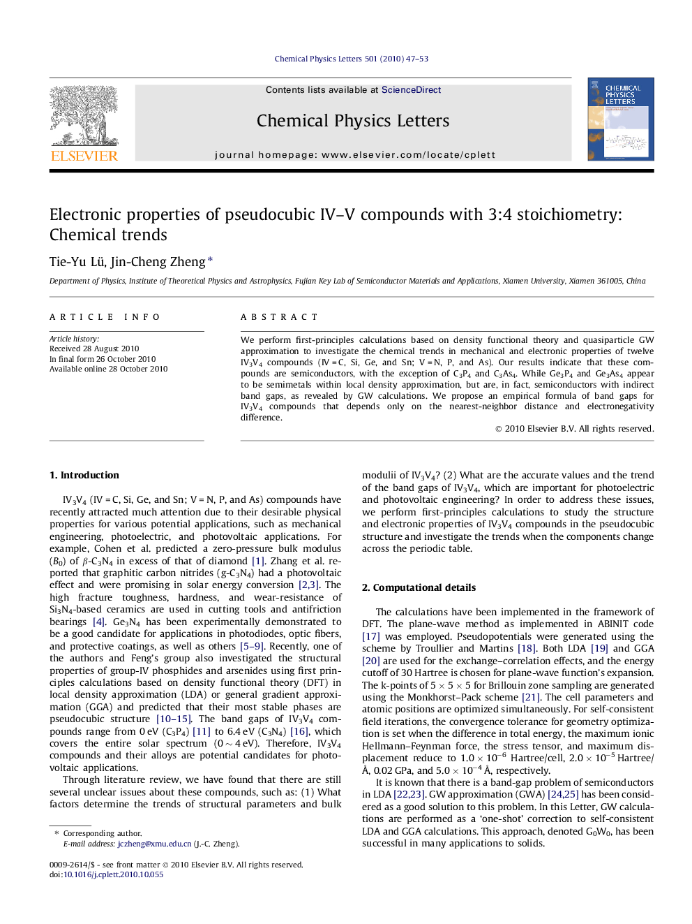 Electronic properties of pseudocubic IV-V compounds with 3:4 stoichiometry: Chemical trends