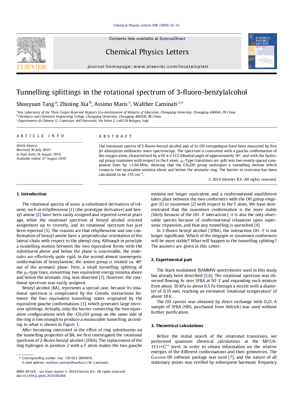 Tunnelling splittings in the rotational spectrum of 3-fluoro-benzylalcohol