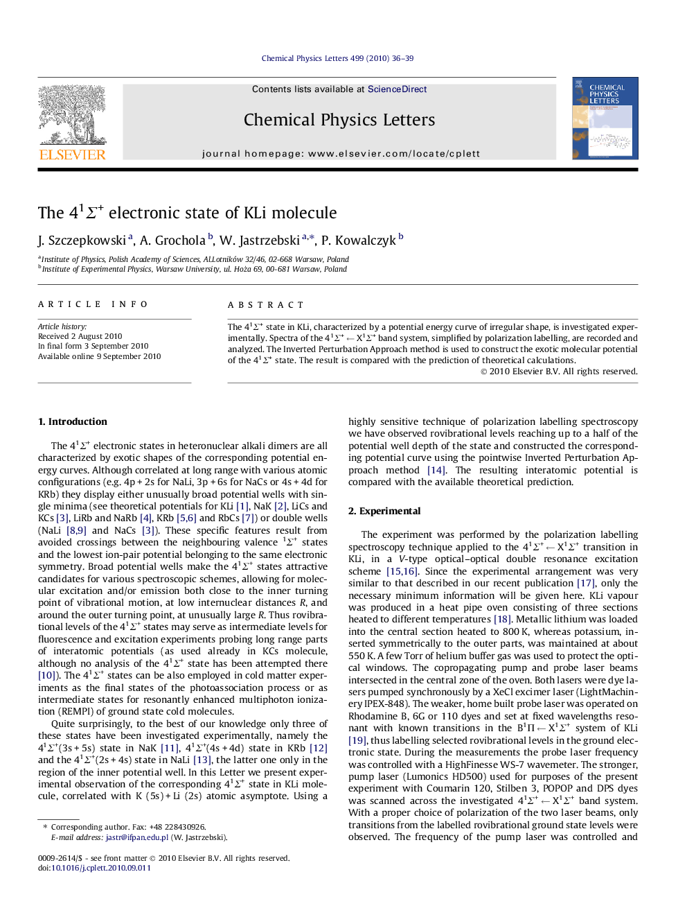 The 41Î£+ electronic state of KLi molecule