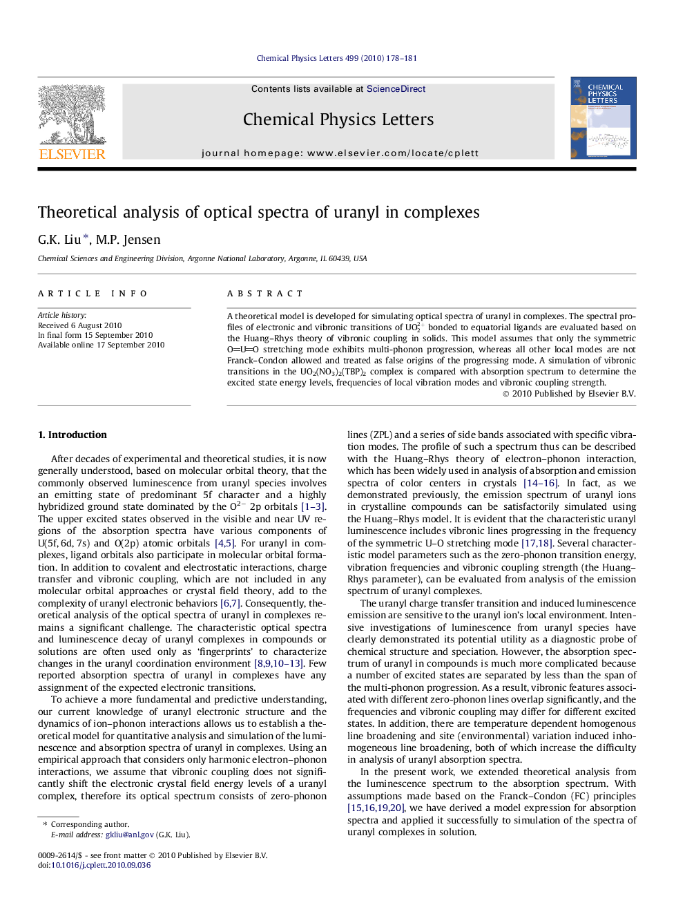 Theoretical analysis of optical spectra of uranyl in complexes