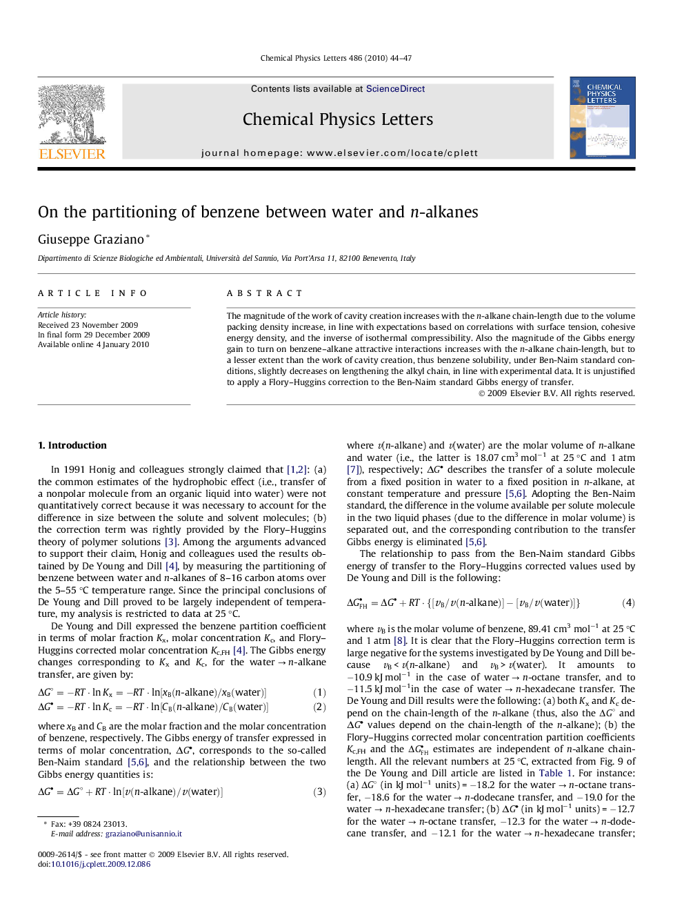 On the partitioning of benzene between water and n-alkanes
