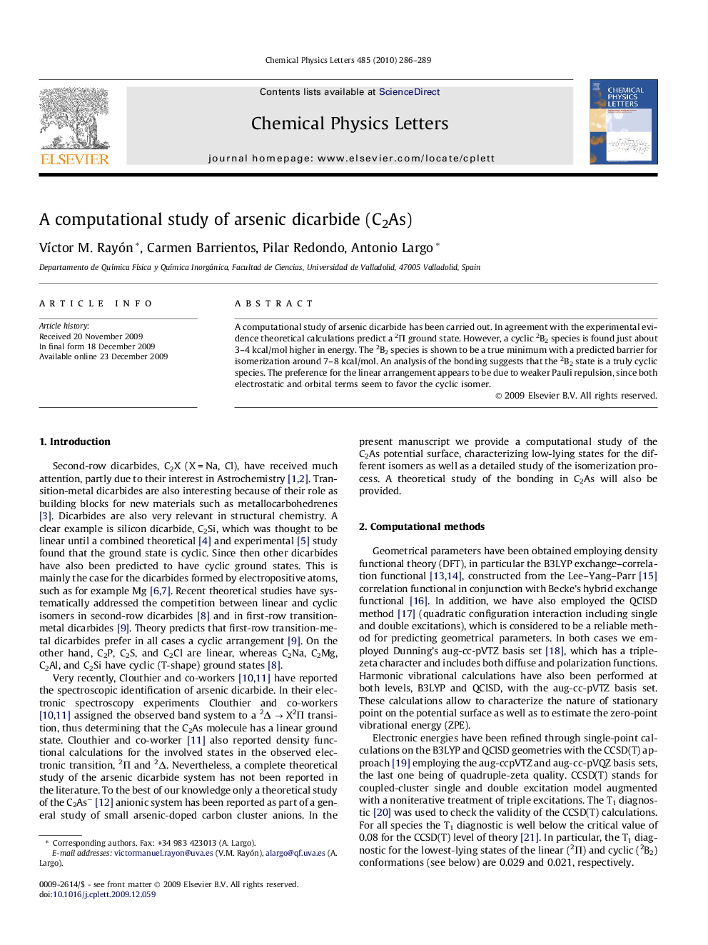 A computational study of arsenic dicarbide (C2As)