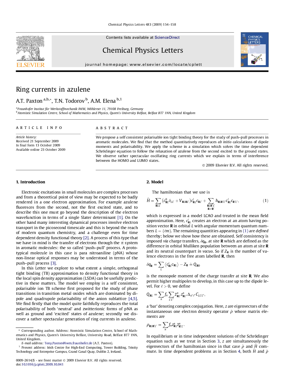 Ring currents in azulene