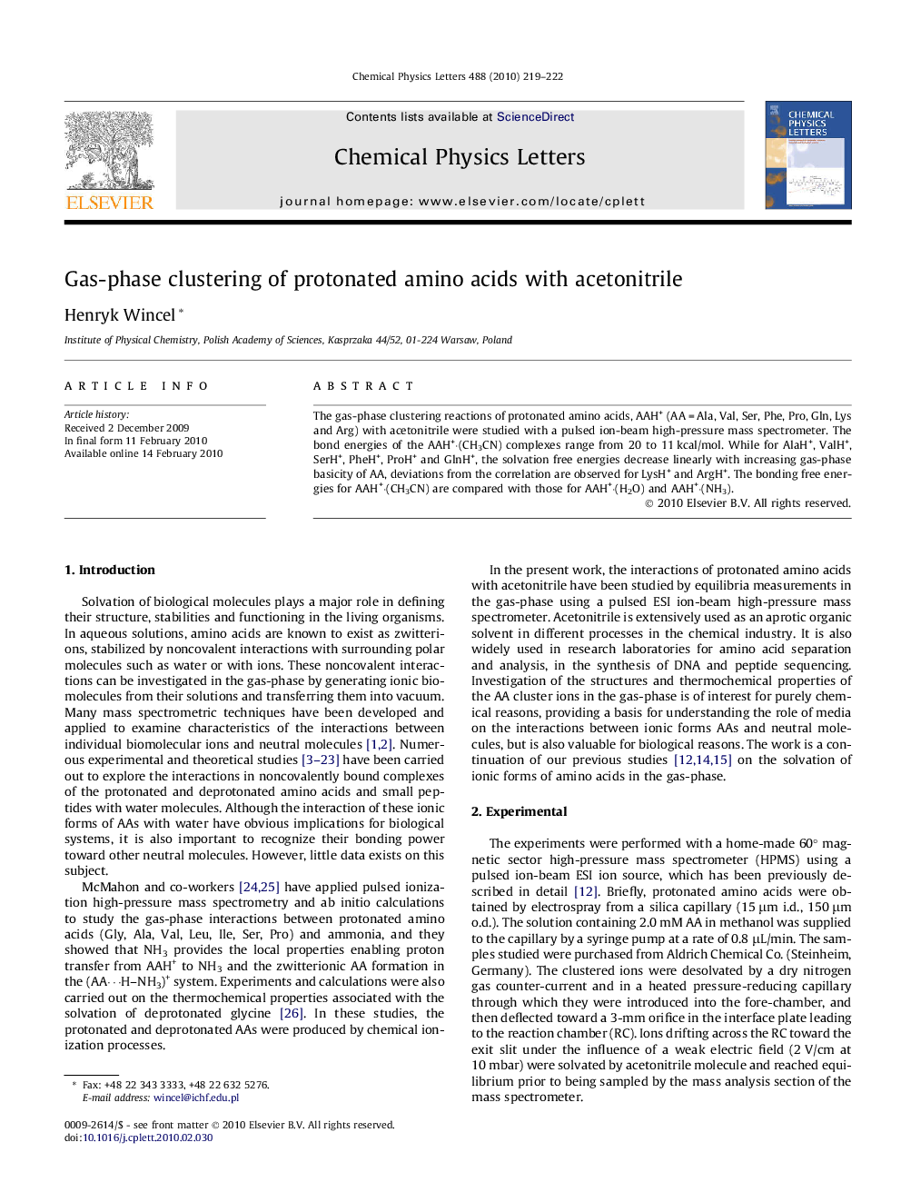 Gas-phase clustering of protonated amino acids with acetonitrile