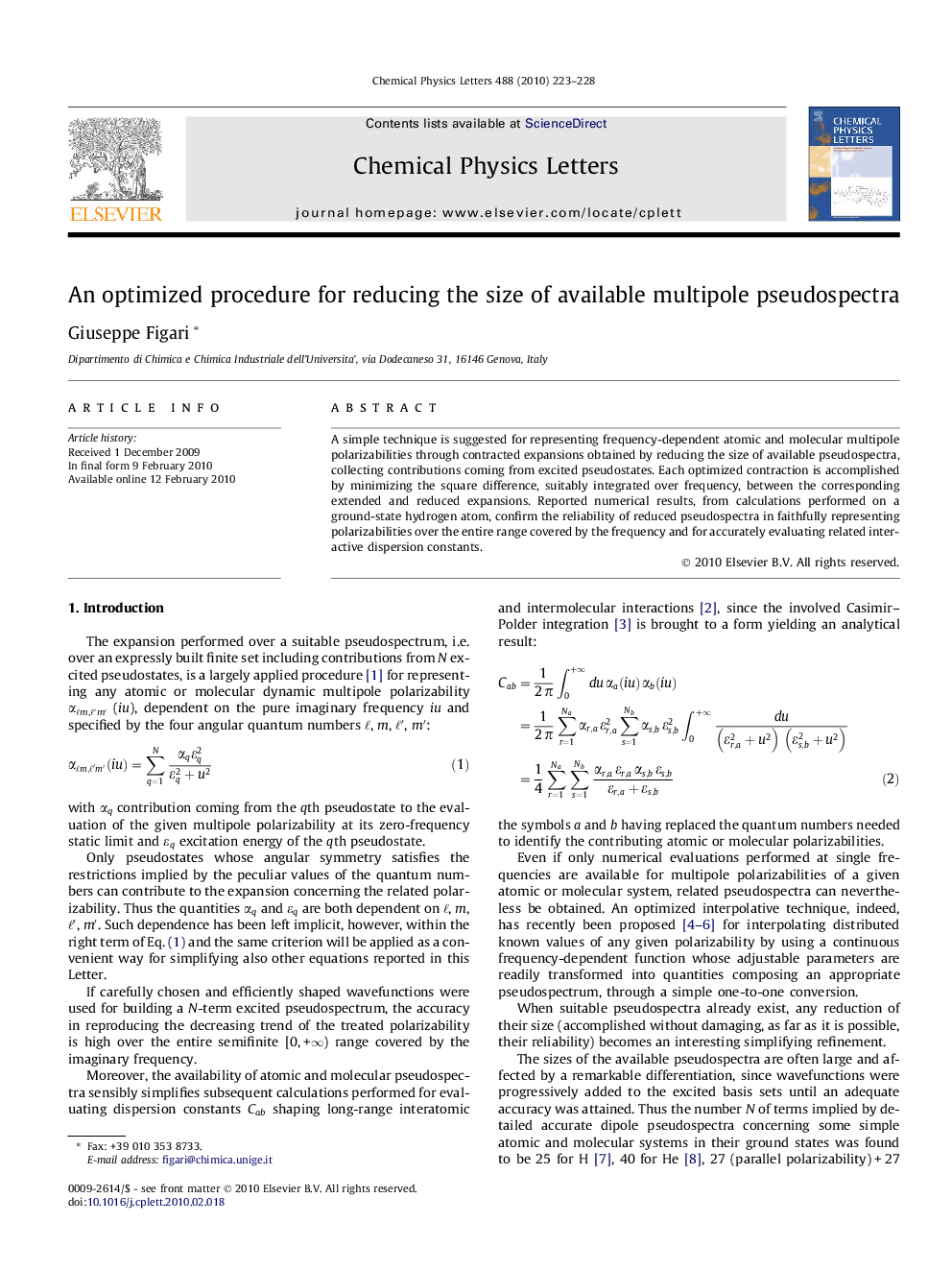 An optimized procedure for reducing the size of available multipole pseudospectra