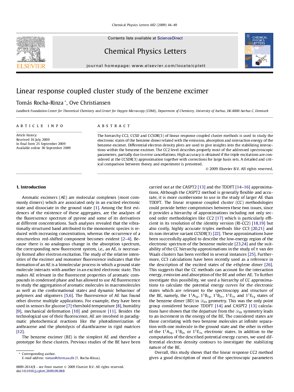 Linear response coupled cluster study of the benzene excimer